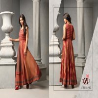 TZU PRESENT FAMOUS TUSSAR SILK MUSLIN PRINTED LONG GOWN WITH JACKET COLLECTION
