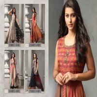 TZU PRESENT FAMOUS TUSSAR SILK MUSLIN PRINTED LONG GOWN WITH JACKET COLLECTION