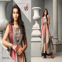 TZU PRESENT FAMOUS TUSSAR SILK MUSLIN PRINTED LONG GOWN WITH JACKET COLLECTION