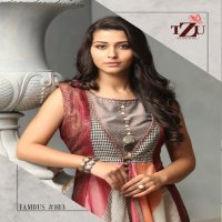 TZU PRESENT FAMOUS TUSSAR SILK MUSLIN PRINTED LONG GOWN WITH JACKET COLLECTION
