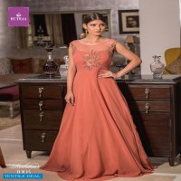 TZU RISHIKA GEORGETTE SILK LONG ROUND CUT PARTY WEAR KURTI