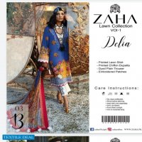 ZAHA Premium Luxury Embroidered Lawn Collection Master Replica