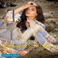 ZS Ravishing lawn embroidered suits with chiffon dupatta