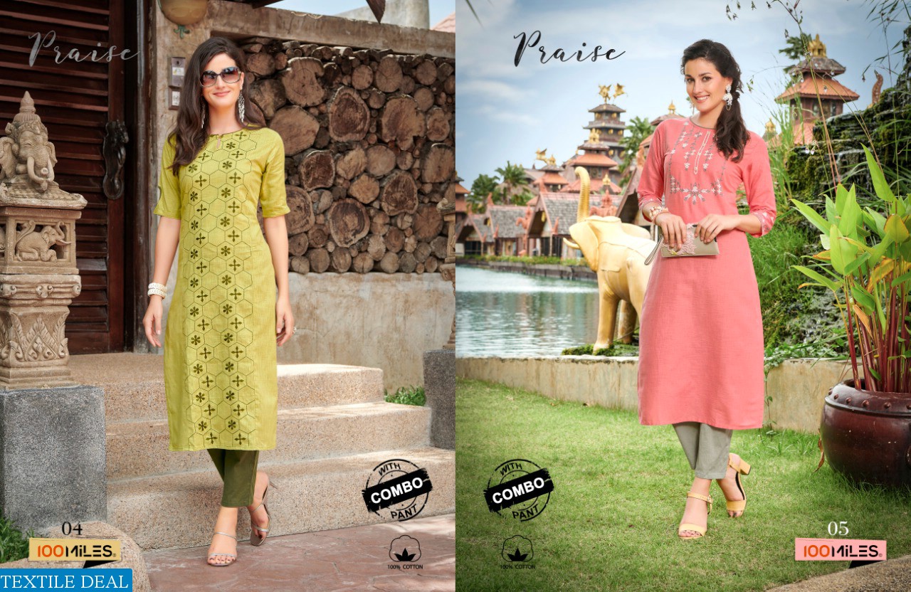 100 Miles Praise Wholesale Kurtis With Bottom
