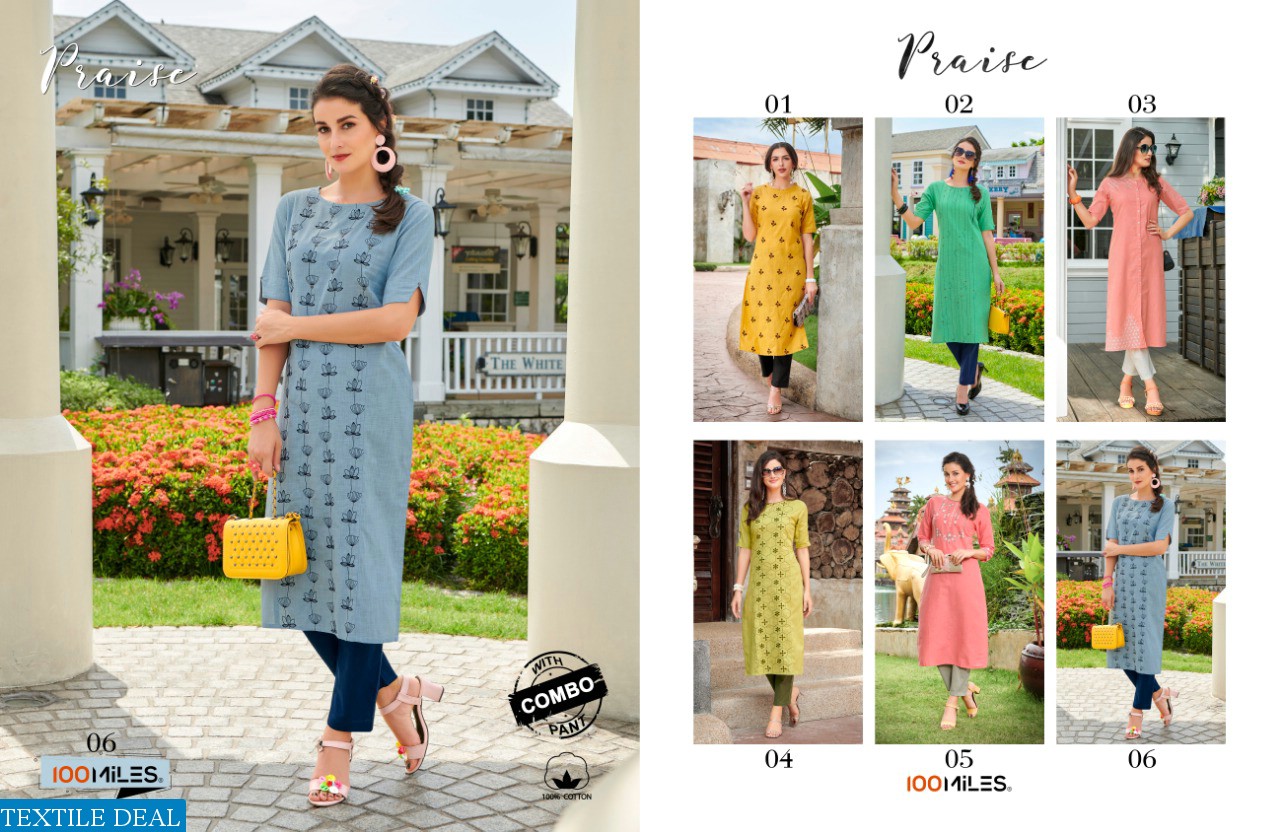 100 Miles Praise Wholesale Kurtis With Bottom