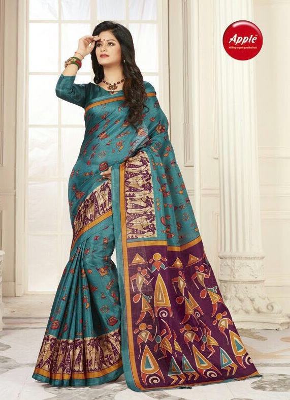 apple madhubani vol-5 wholesale cotton silk saree