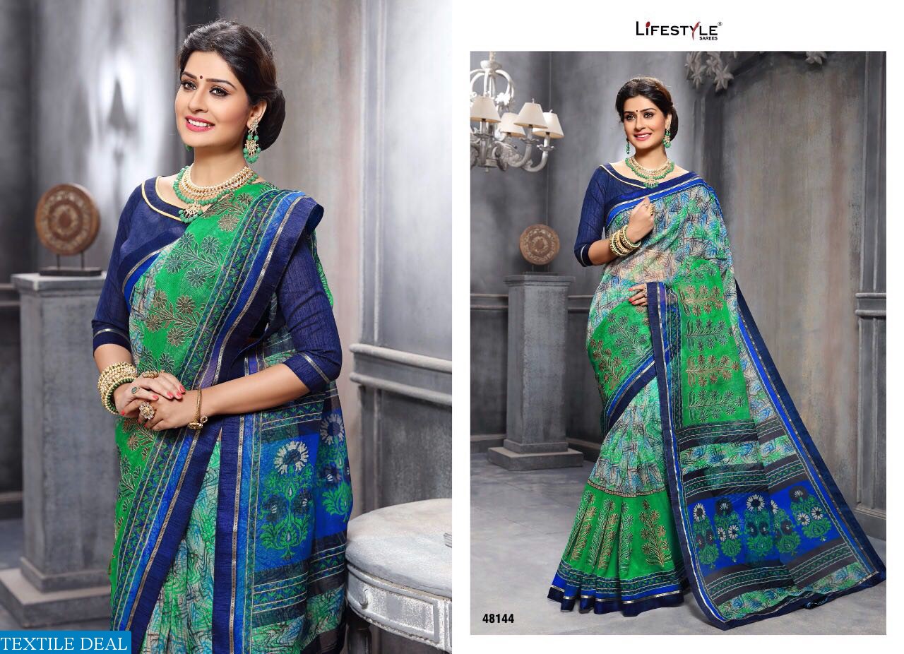 life style katha cotton vol-10 Wholesale Ethnic printed and work Saree