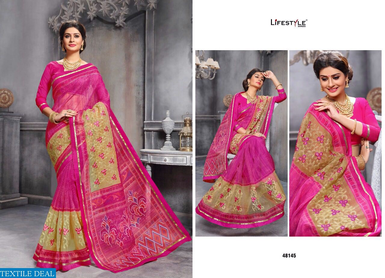 life style katha cotton vol-10 Wholesale Ethnic printed and work Saree