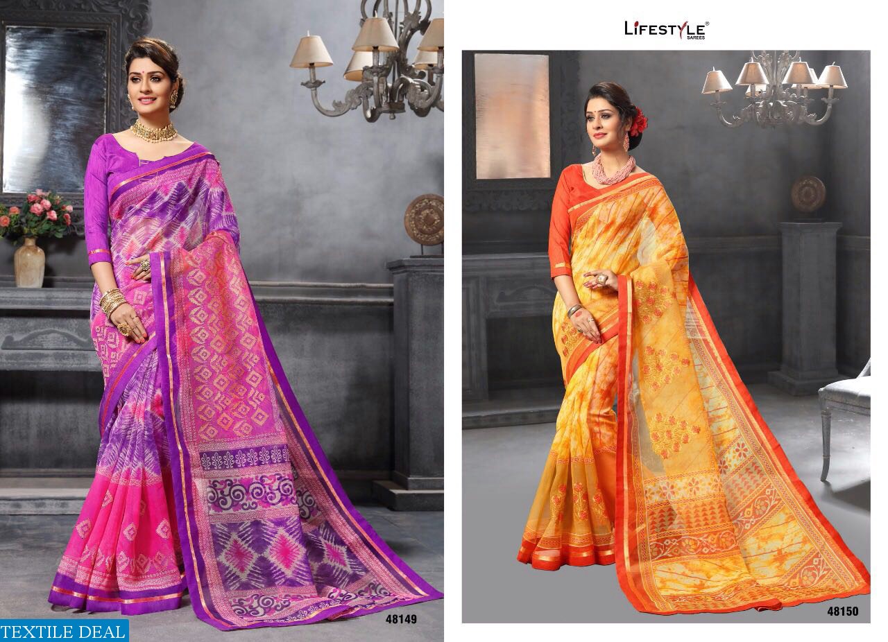 life style katha cotton vol-10 Wholesale Ethnic printed and work Saree