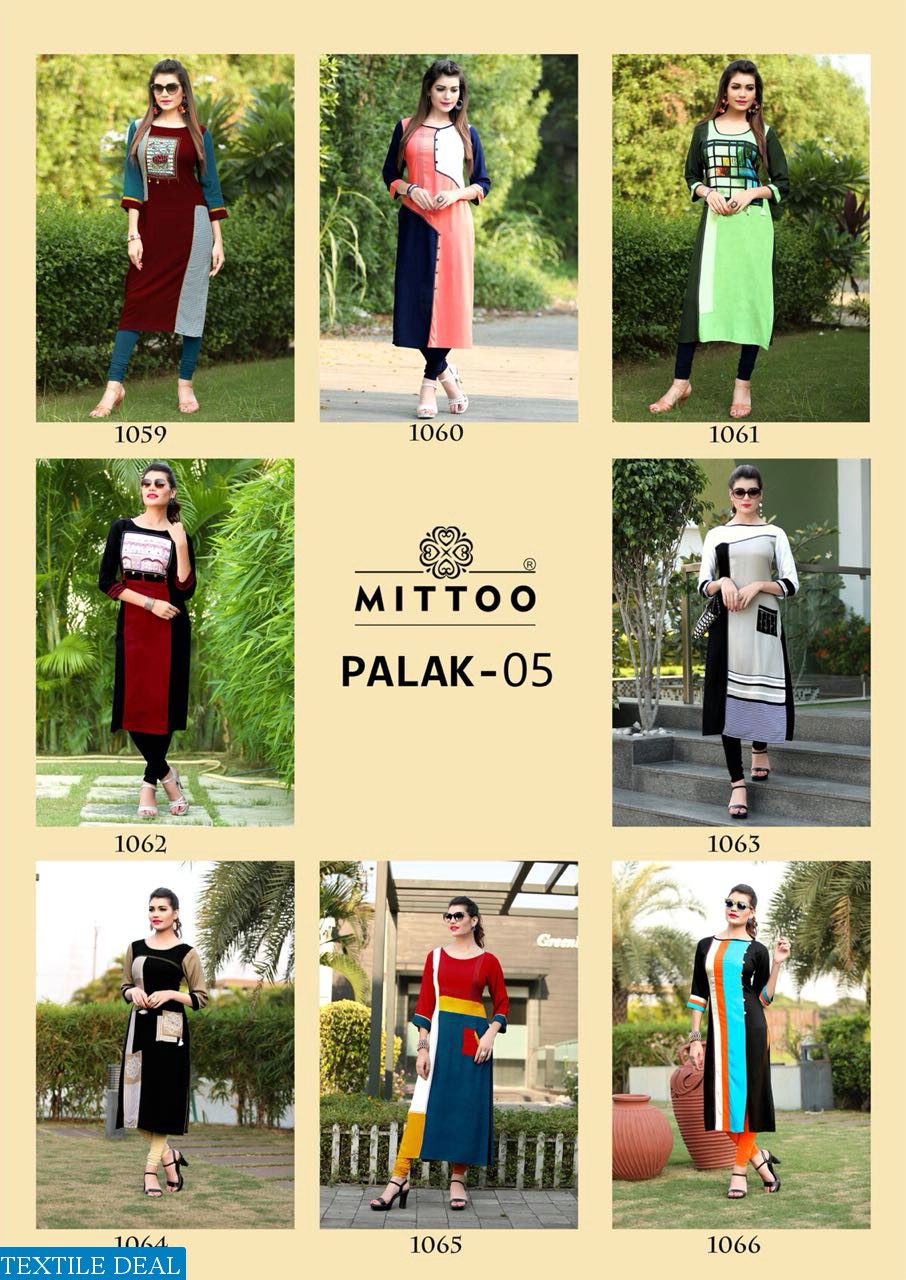 mittoo palak vol-5 Wholesale long ready made kurtis