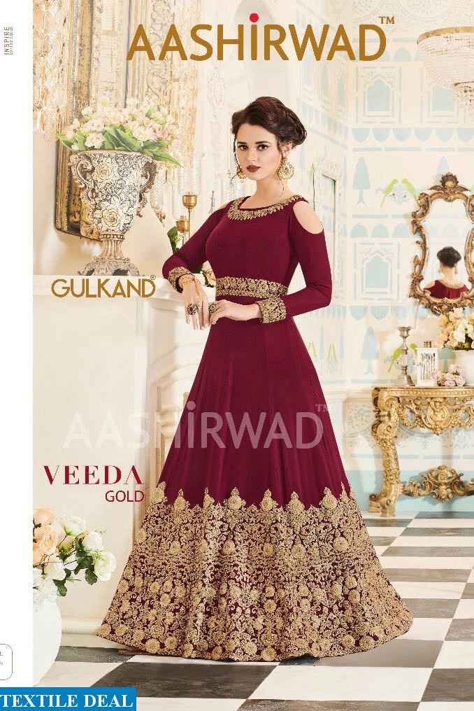 aashirwad Veeda Gold Wholesale Designer anarkali Salwar suits
