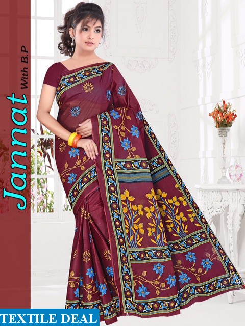 jannat Cotton Saree With blouse Wholesaler