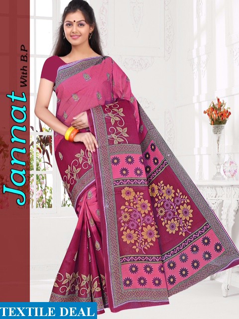 jannat Cotton Saree With blouse Wholesaler