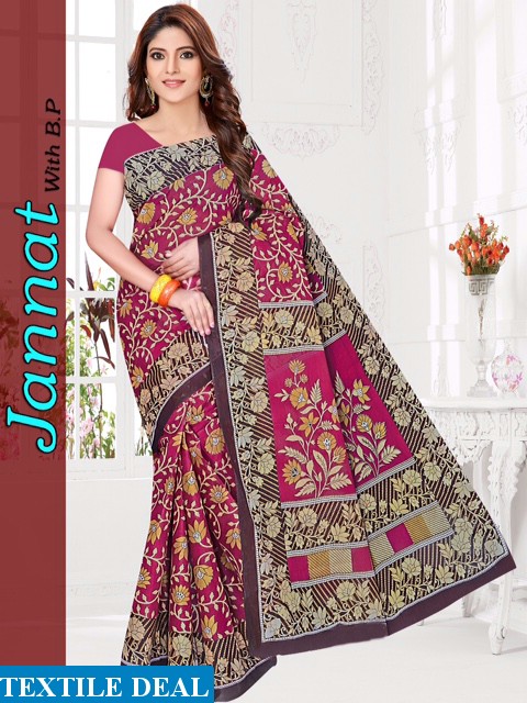 jannat Cotton Saree With blouse Wholesaler