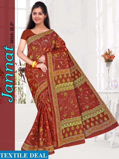 jannat Cotton Saree With blouse Wholesaler