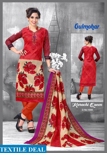 Gulmohar karachi Queen Wholesale Printed Dress material