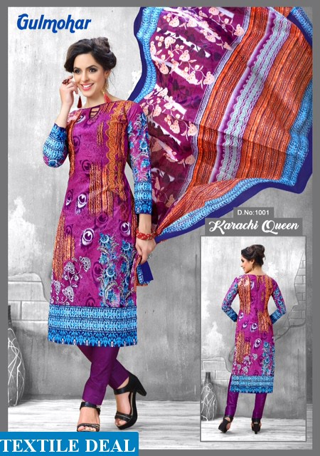 Gulmohar karachi Queen Wholesale Printed Dress material