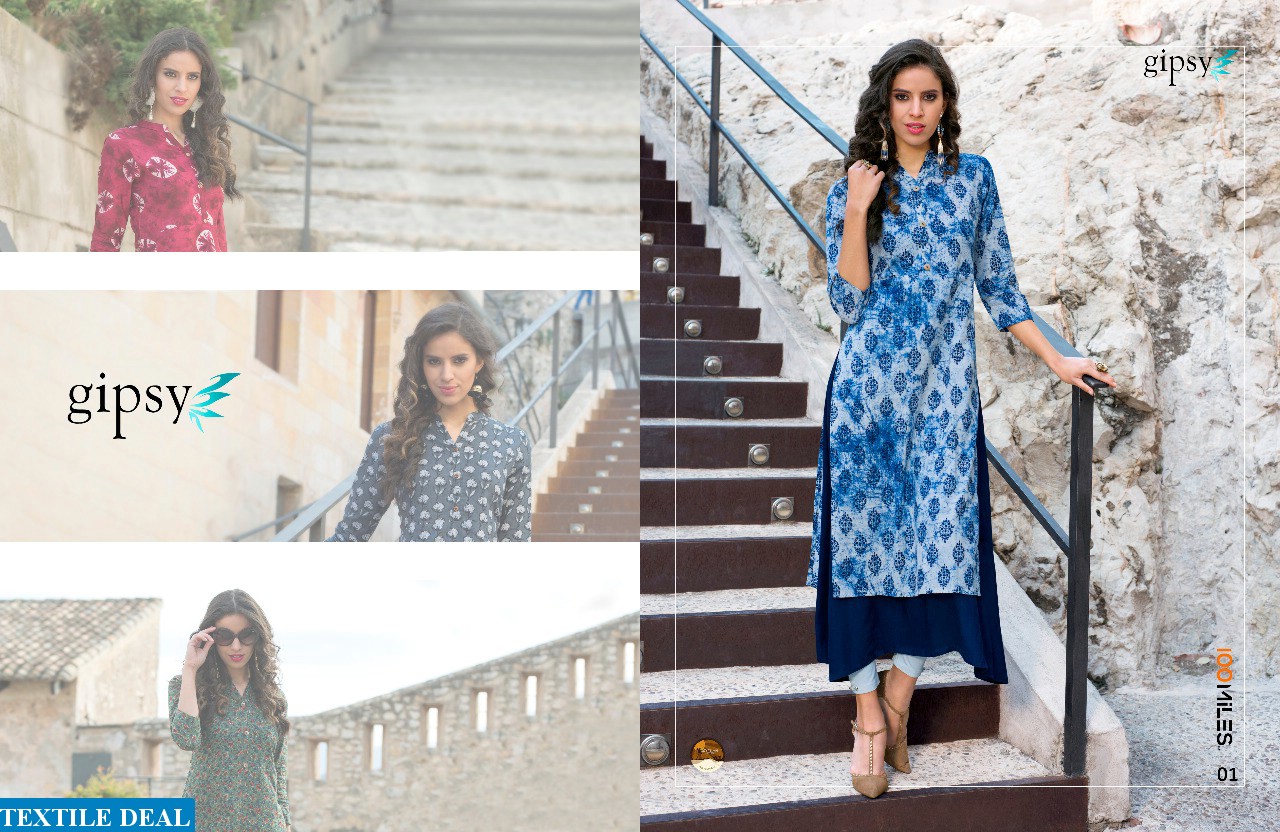 100 miles Gipsy Wholesale ready made shirt style kurtis
