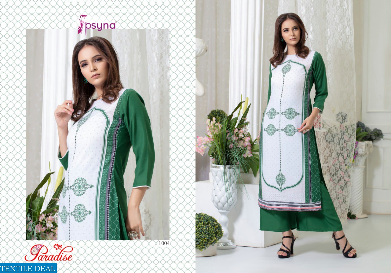 psyna paradise Wholesale ready made kurti n plazzo