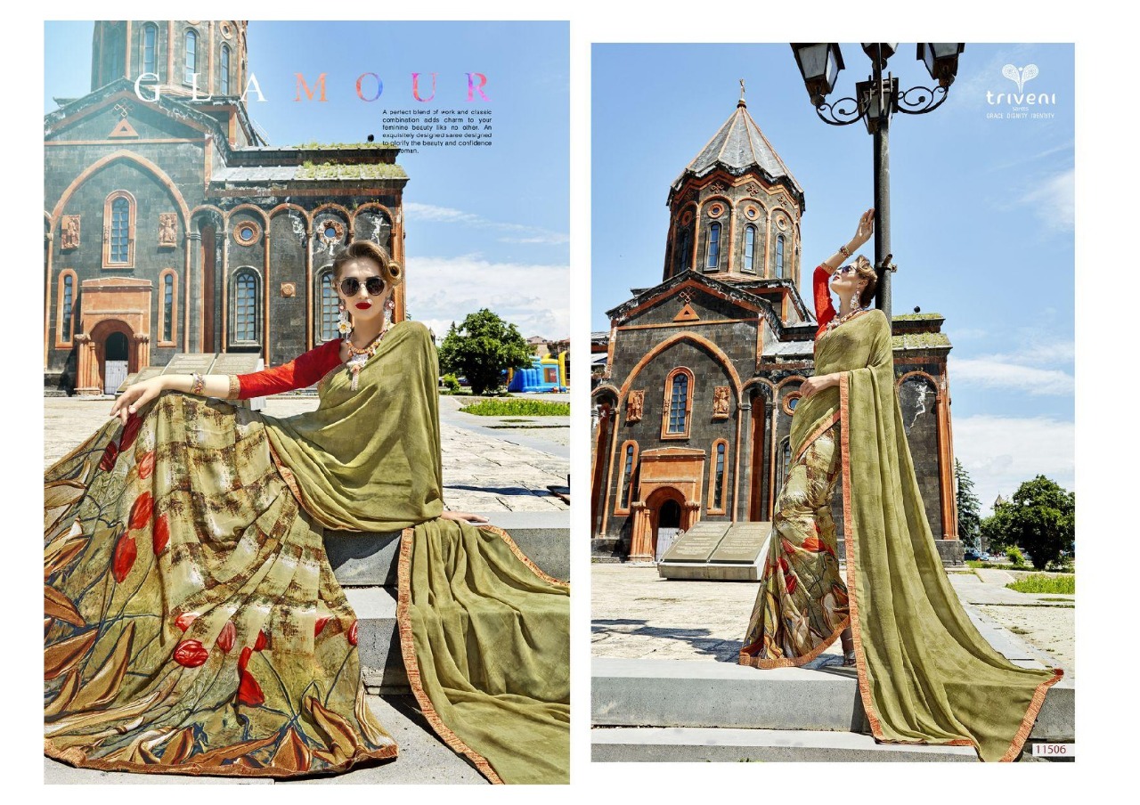 Triveni Hirni Wholesale Ethnic printed Sarees