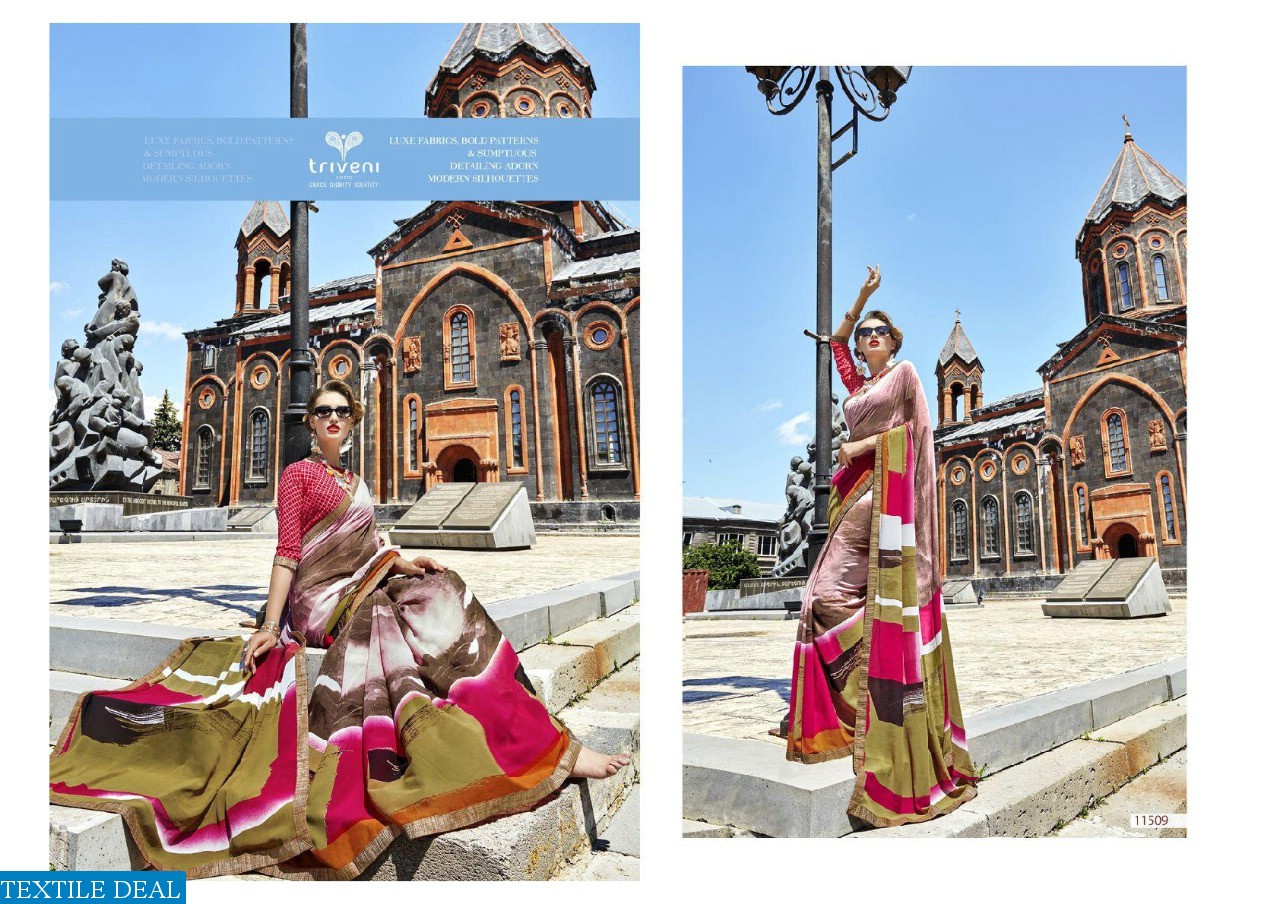 Triveni Hirni Wholesale Ethnic printed Sarees