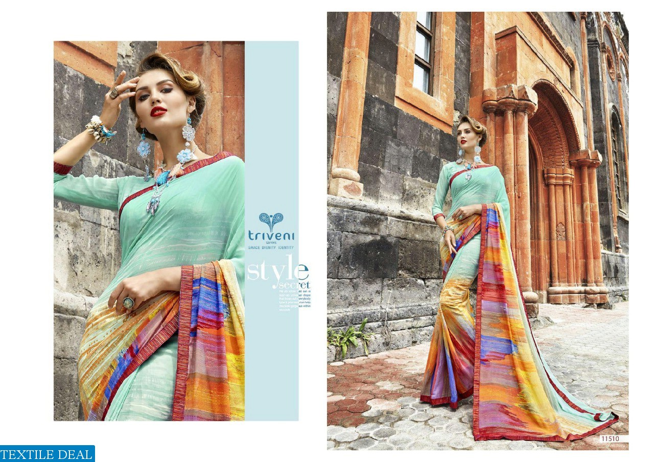 Triveni Hirni Wholesale Ethnic printed Sarees