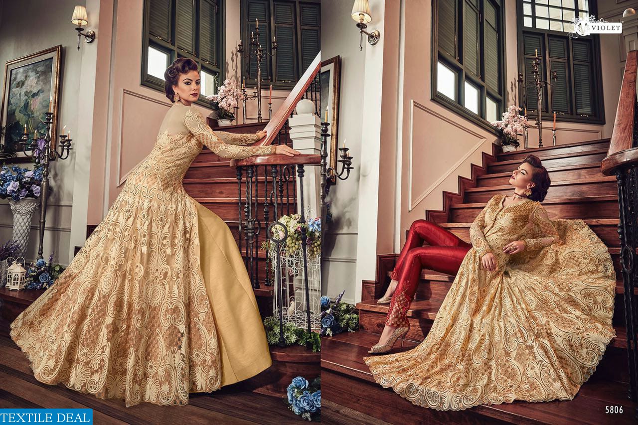 Violet Snow white 5801 Series Wholesale heavy Designer Dresses