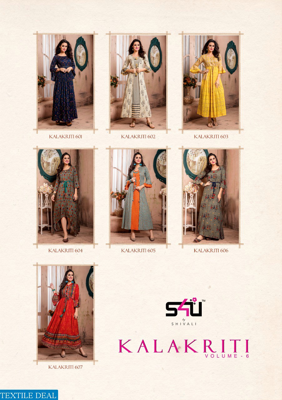S4u kalakriti vol-6 Wholesale long indian ready made dresses