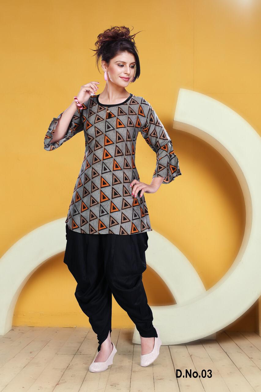 Astha Wholesale top&Dhoti  Ready made suits