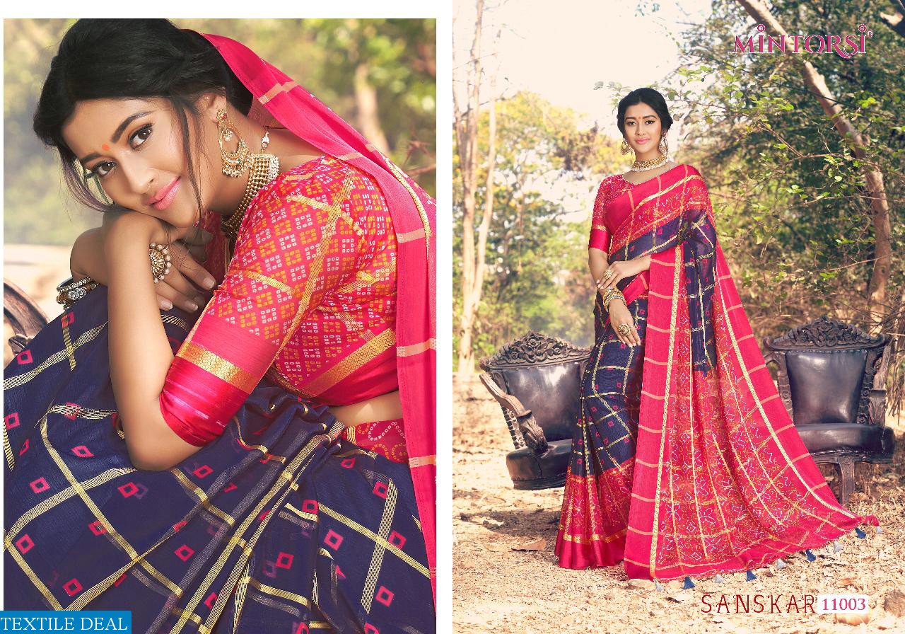 Mintorsi Sanskar Dealer Bandhani Sarees Blouse