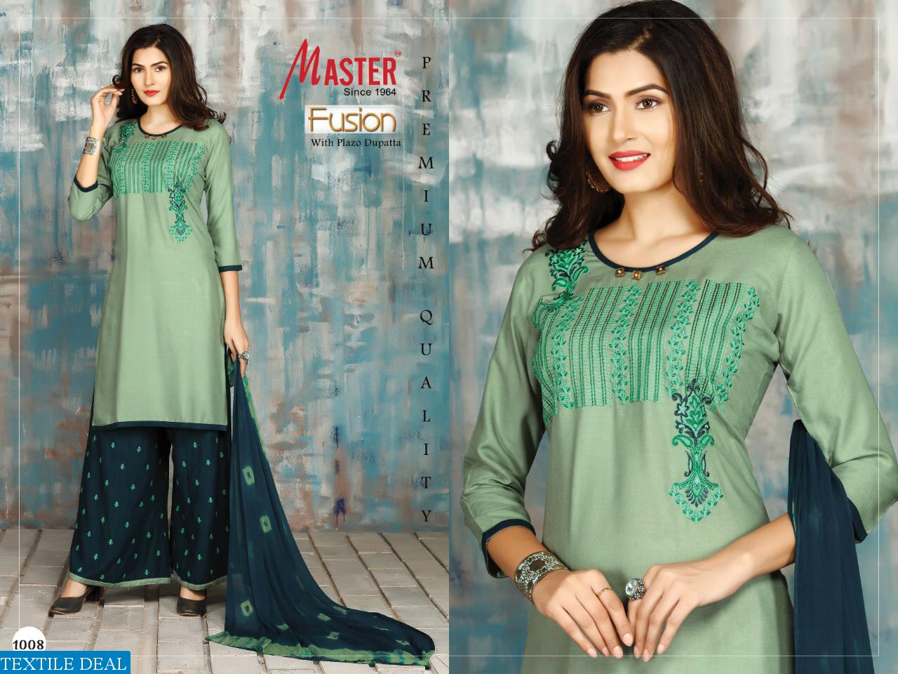 Master Fusion 3 Piece set Kurti With Plazzo Work And Dupatta Ready Made