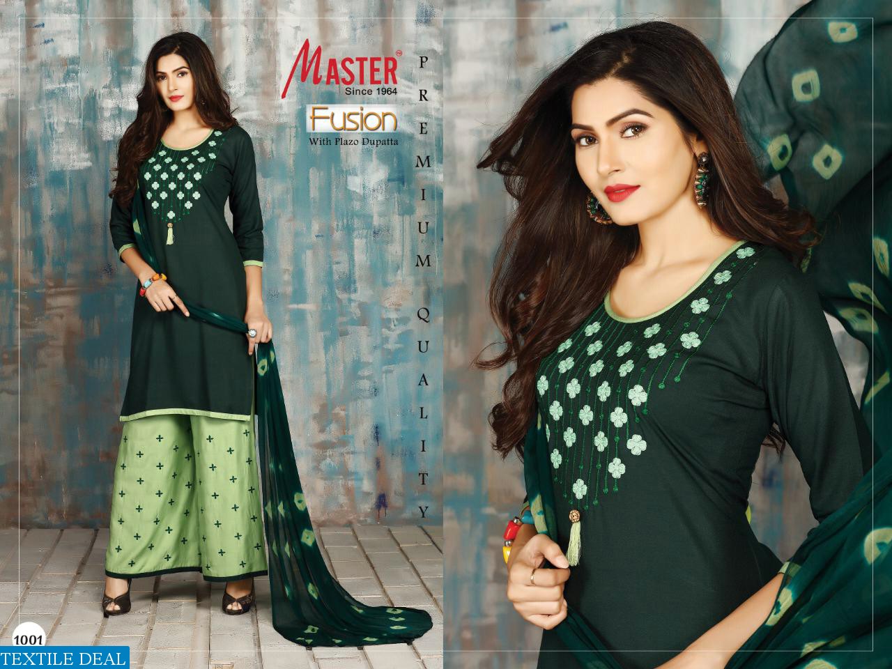 Master Fusion 3 Piece set Kurti With Plazzo Work And Dupatta Ready Made