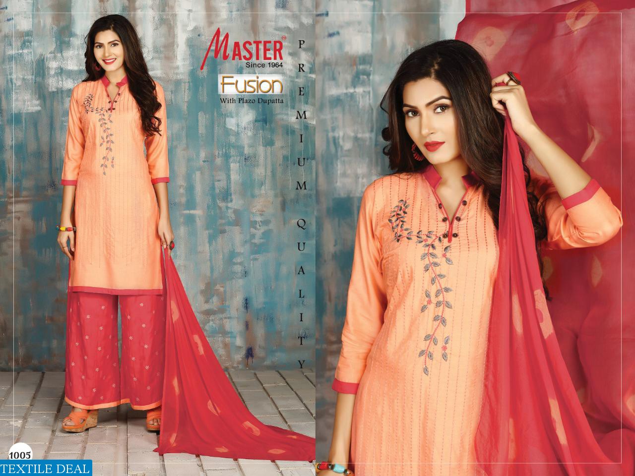 Master Fusion 3 Piece set Kurti With Plazzo Work And Dupatta Ready Made