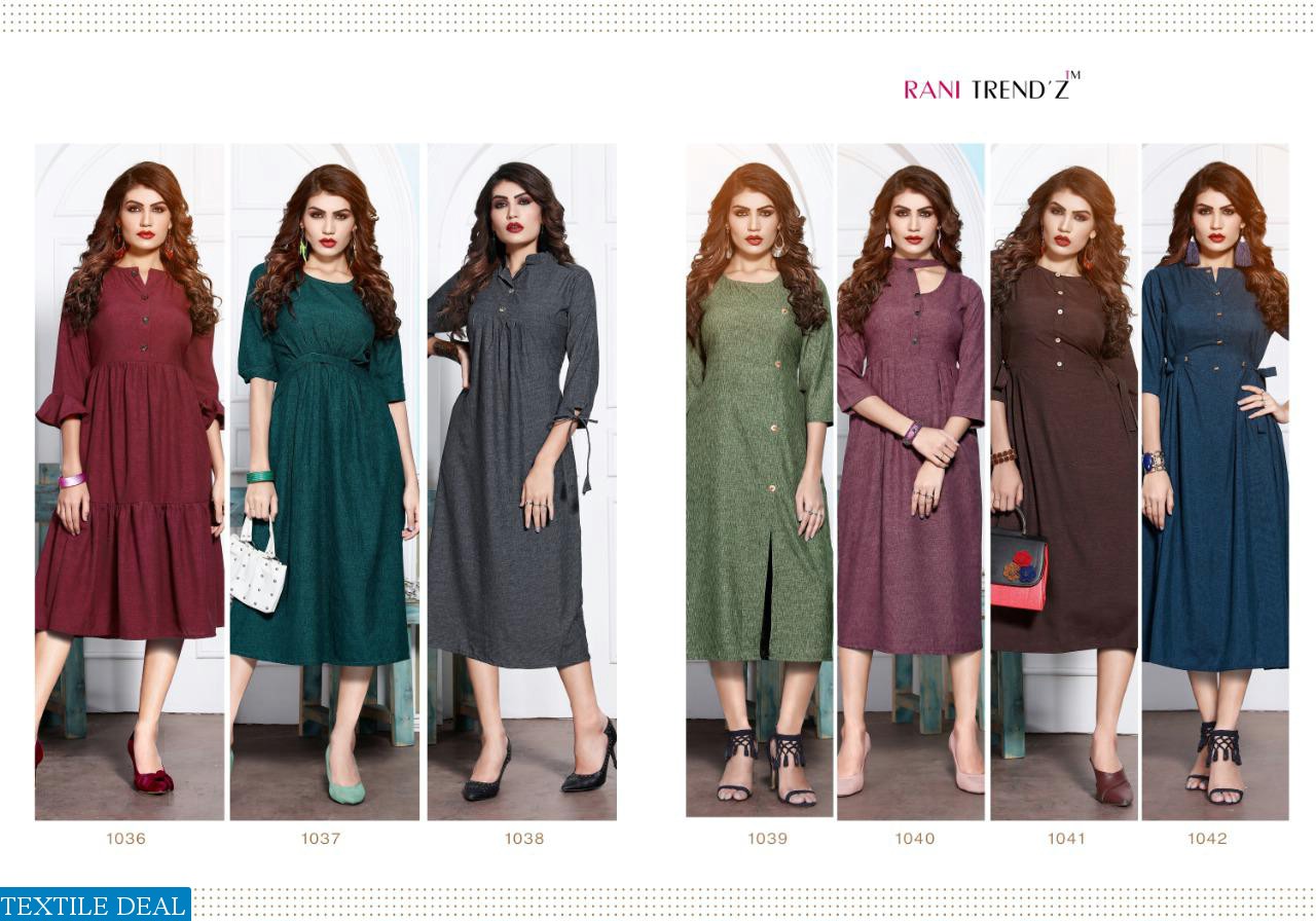 Rani Trendz Top Model vol-5 Ready Made Cotton Slub Kurtis