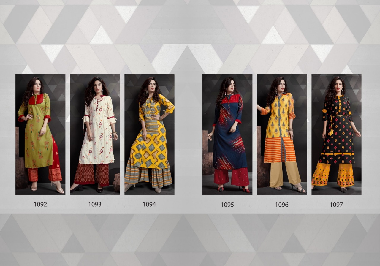 MANYA PRESENT PEARL RAYON KURTI WITH PLAZZO HANDWORK KURTI COLLECTION