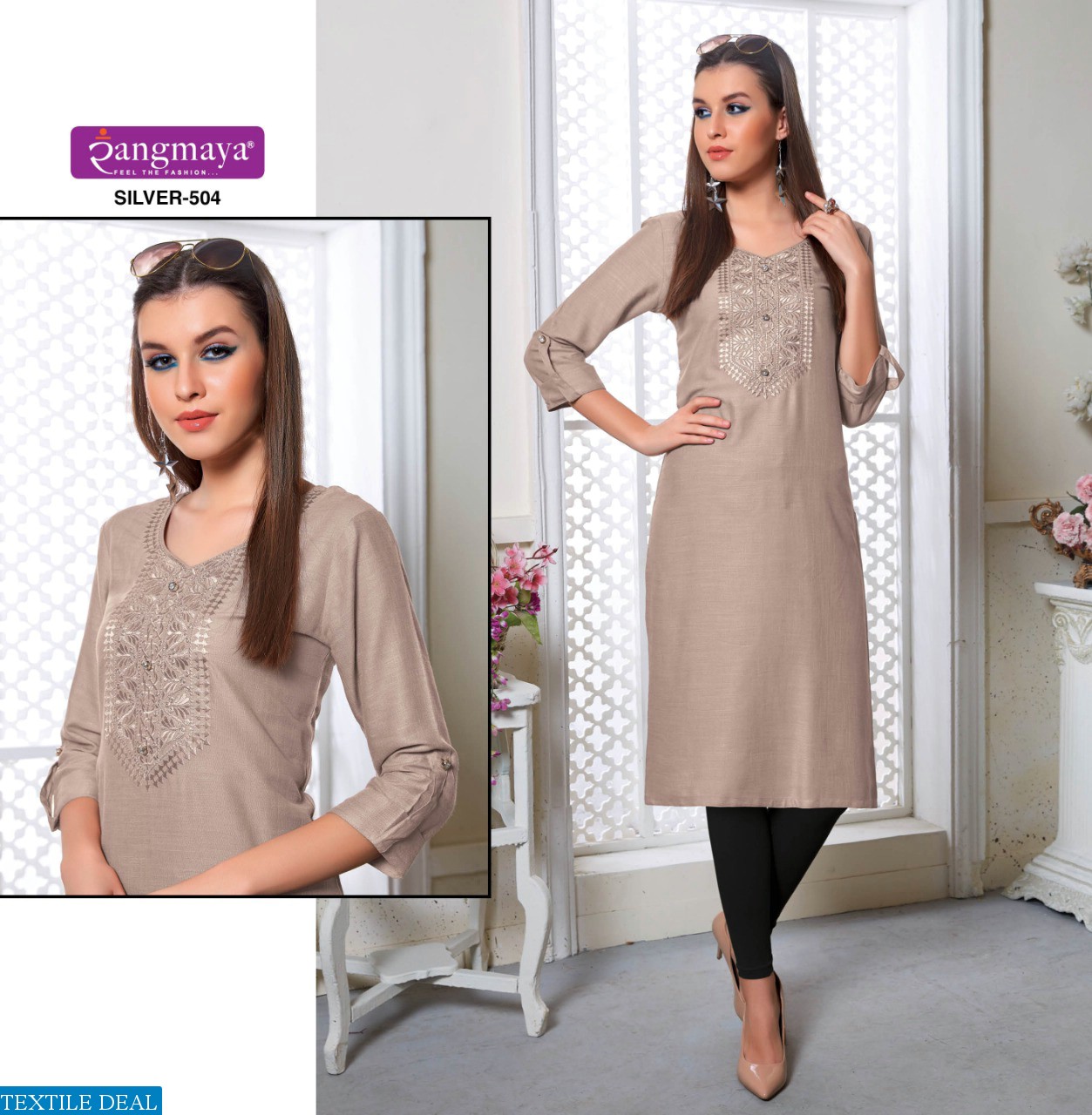 RANGMAYA SILVER VOL 5 RAYON PLAIN DESIGNER KURTIS WHOLESALE