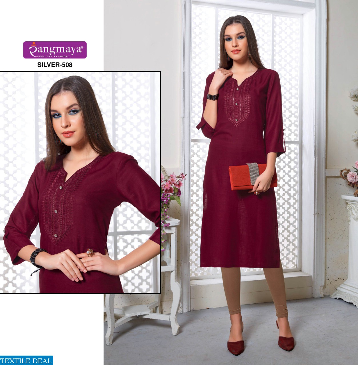 RANGMAYA SILVER VOL 5 RAYON PLAIN DESIGNER KURTIS WHOLESALE