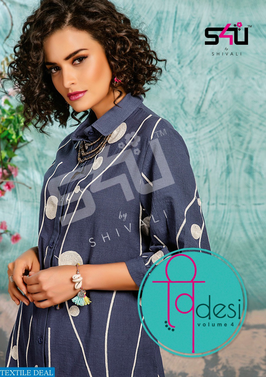 S4U V DESI VOL 4 SUMMER WEAR LONG SHIRT STYLE KURTI BY SHIVALI S4U VDESI VOL 4
