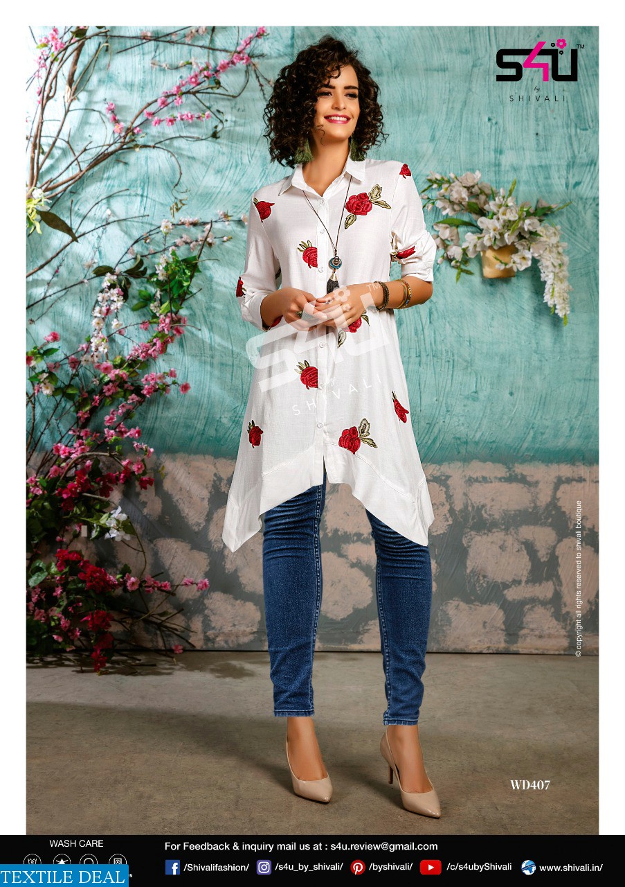 S4U V DESI VOL 4 SUMMER WEAR LONG SHIRT STYLE KURTI BY SHIVALI S4U VDESI VOL 4