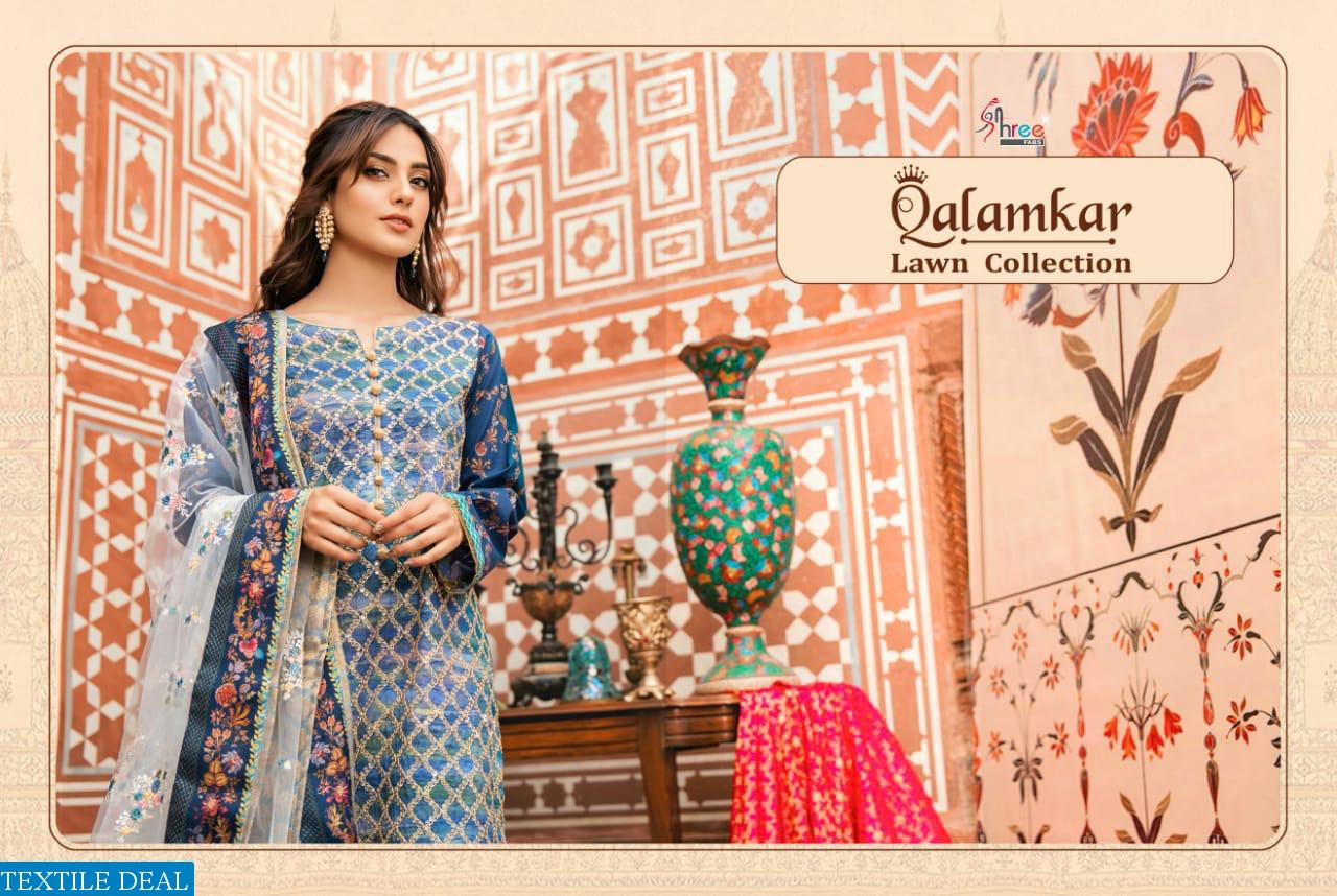 SHREE FABS PRESENT QALAMKAR LAWN COLLECTION SUIT DEALER IN SURAT