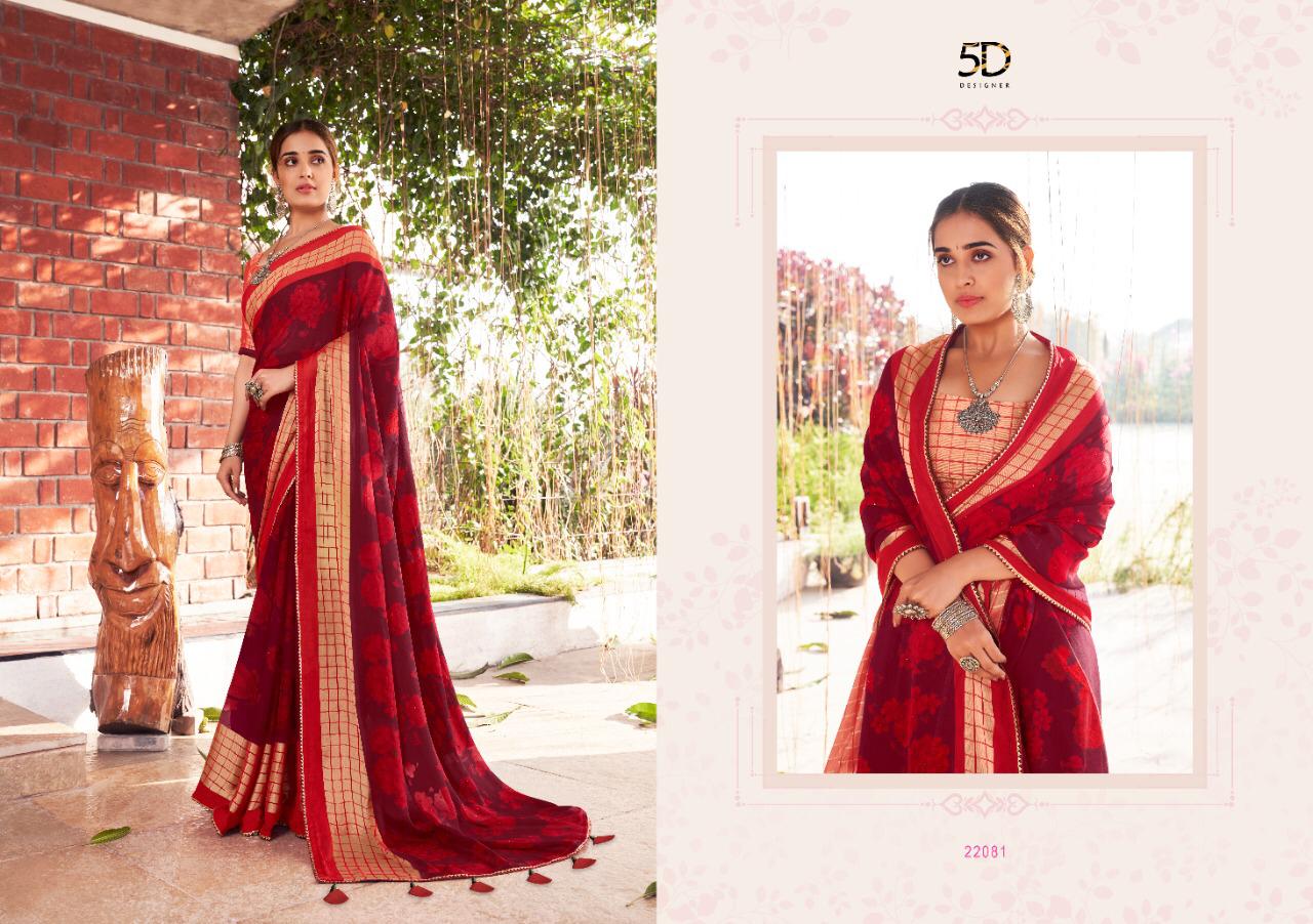 5D DESIGNER  TEHZEEB 4 CIFFON WITH GOLD PATTERN  DESIGNER SAREES