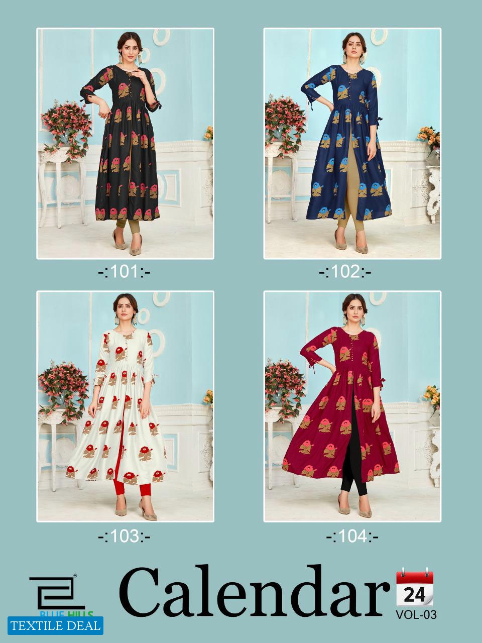 Blue Hill Calendar Vol-3 wholesale Long Kurtis