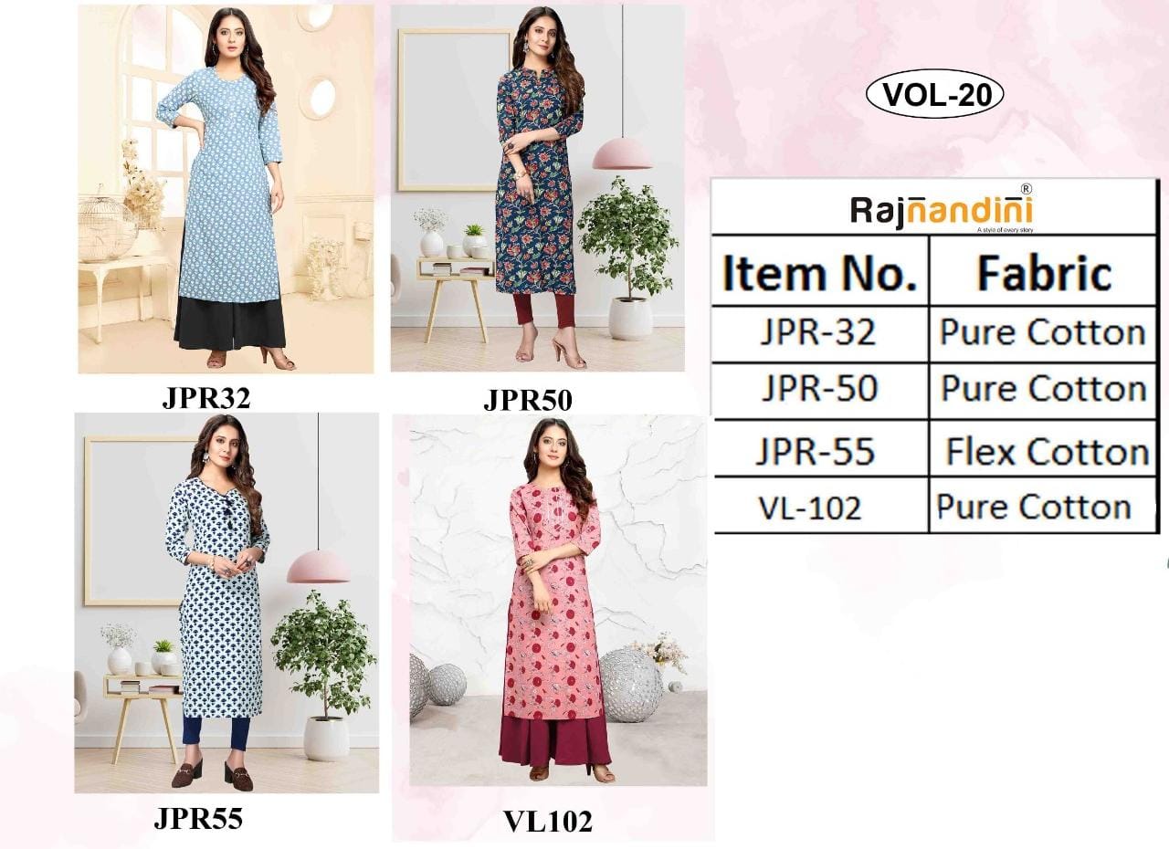 Rajnandini Vol-20 Wholesale Long Kurti Catalog