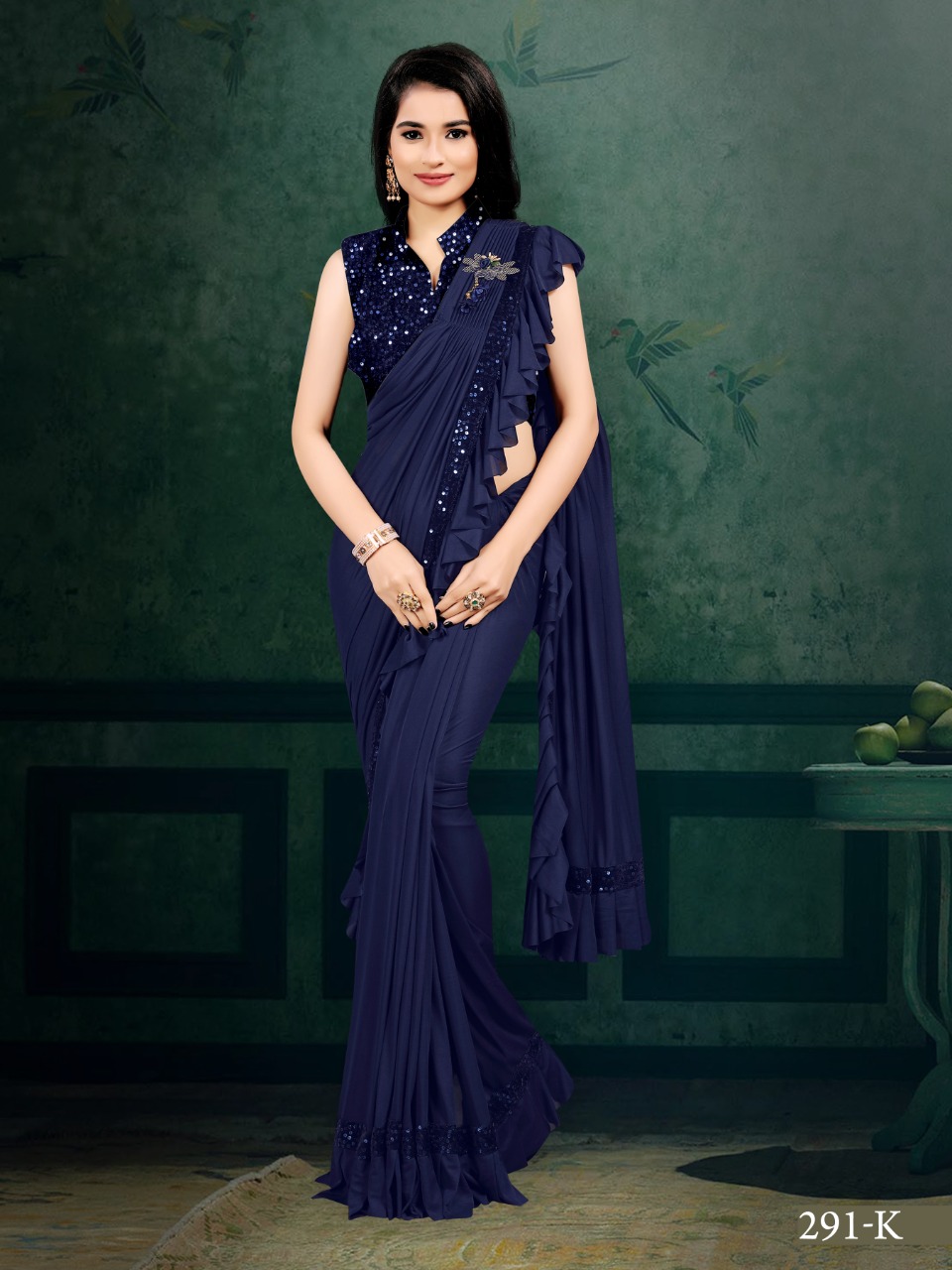 SANJNA HEAVY  IMPORTED VELVET  DESIGNER PARTY WEAR SAREE