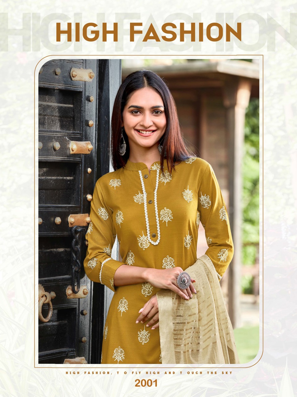 FLORENCE  SILKY SLUB DESIGNER READY MADE KURTI WITH BOTTOM