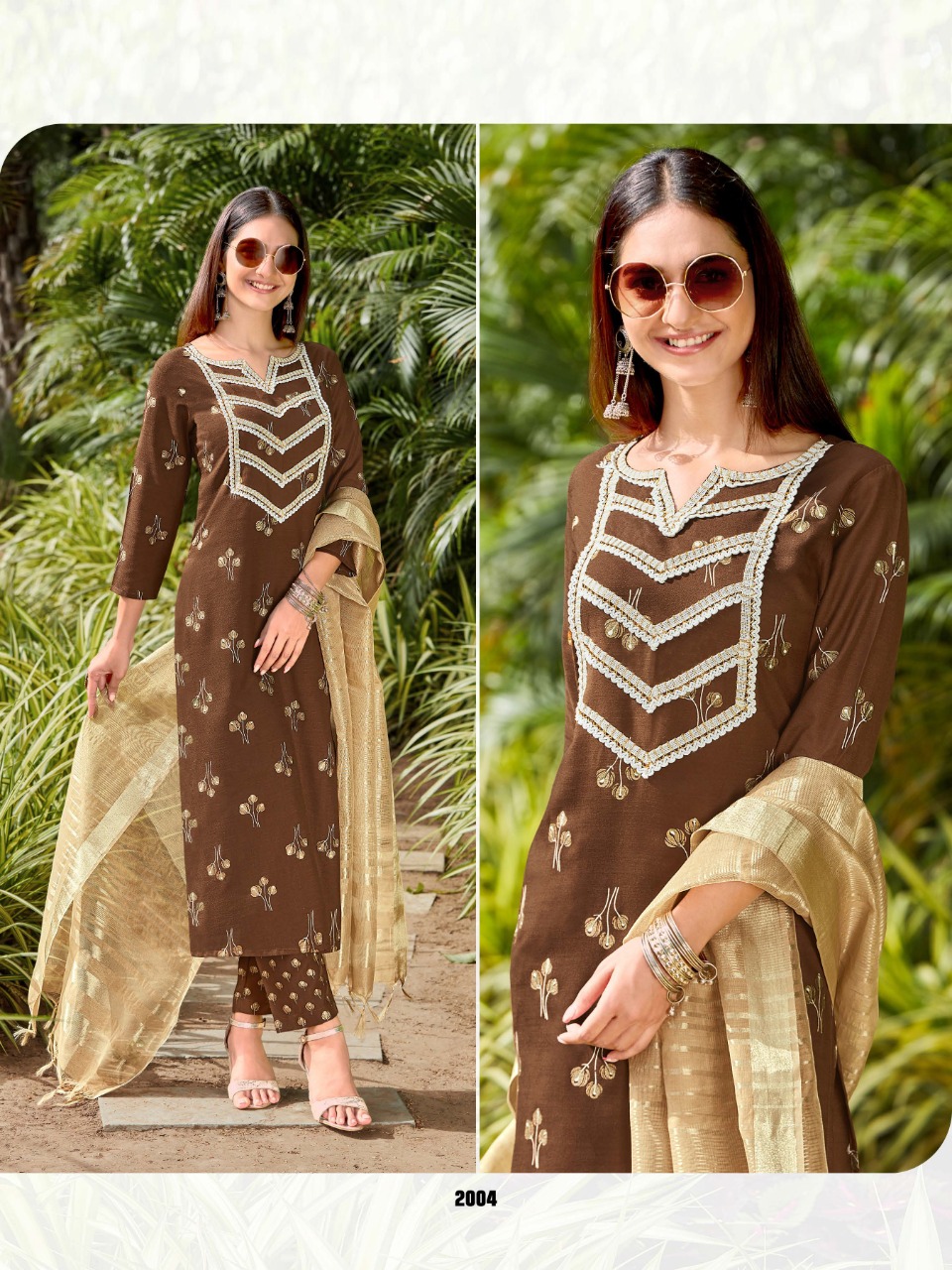 FLORENCE  SILKY SLUB DESIGNER READY MADE KURTI WITH BOTTOM