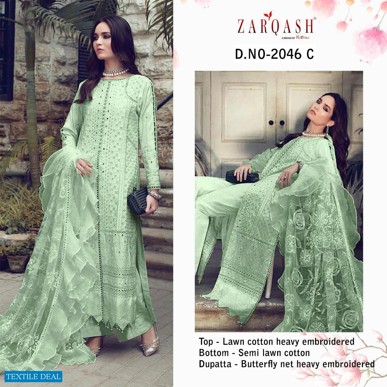 Zarqash Rouche 2046 Colour Wholesale Pakistani Dresss