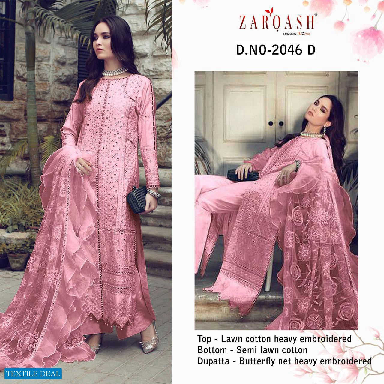 Zarqash Rouche 2046 Colour Wholesale Pakistani Dresss