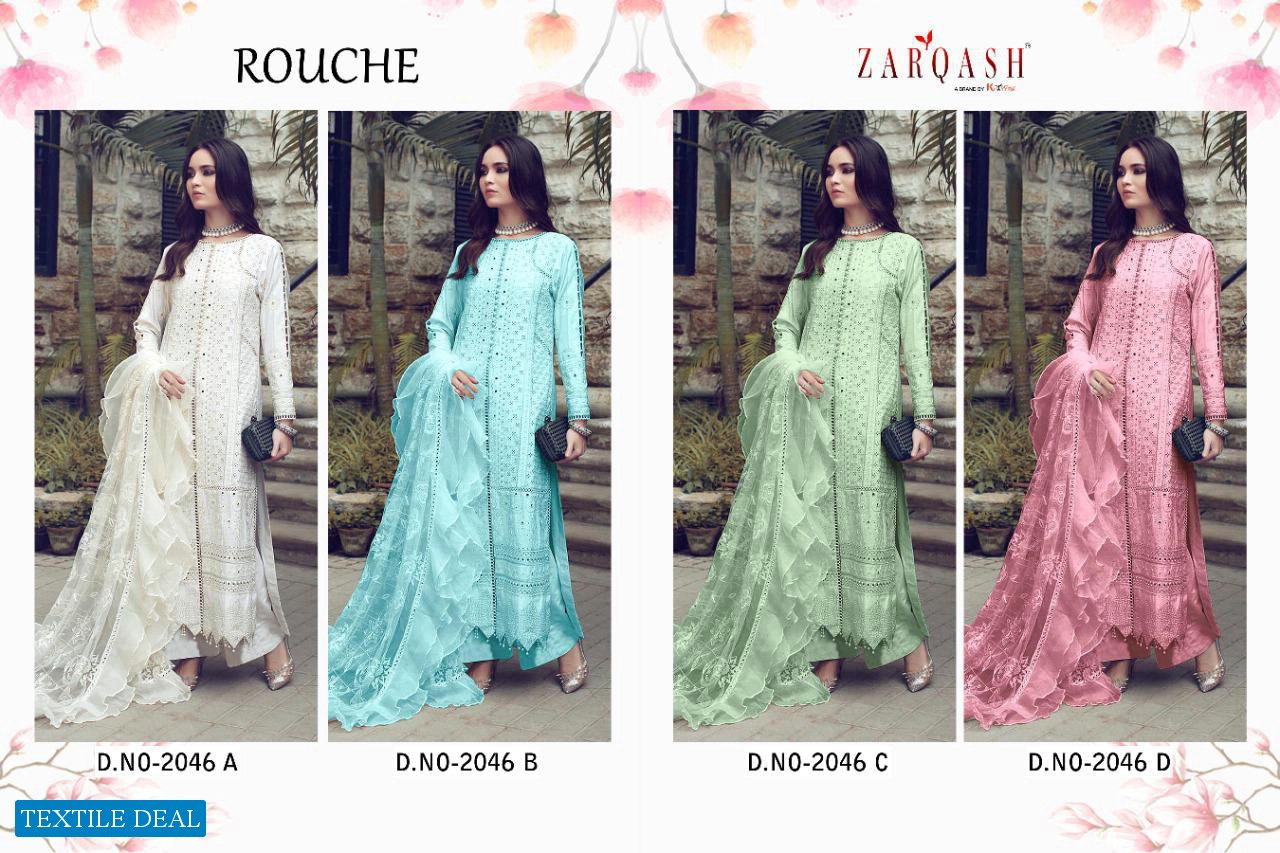 Zarqash Rouche 2046 Colour Wholesale Pakistani Dresss