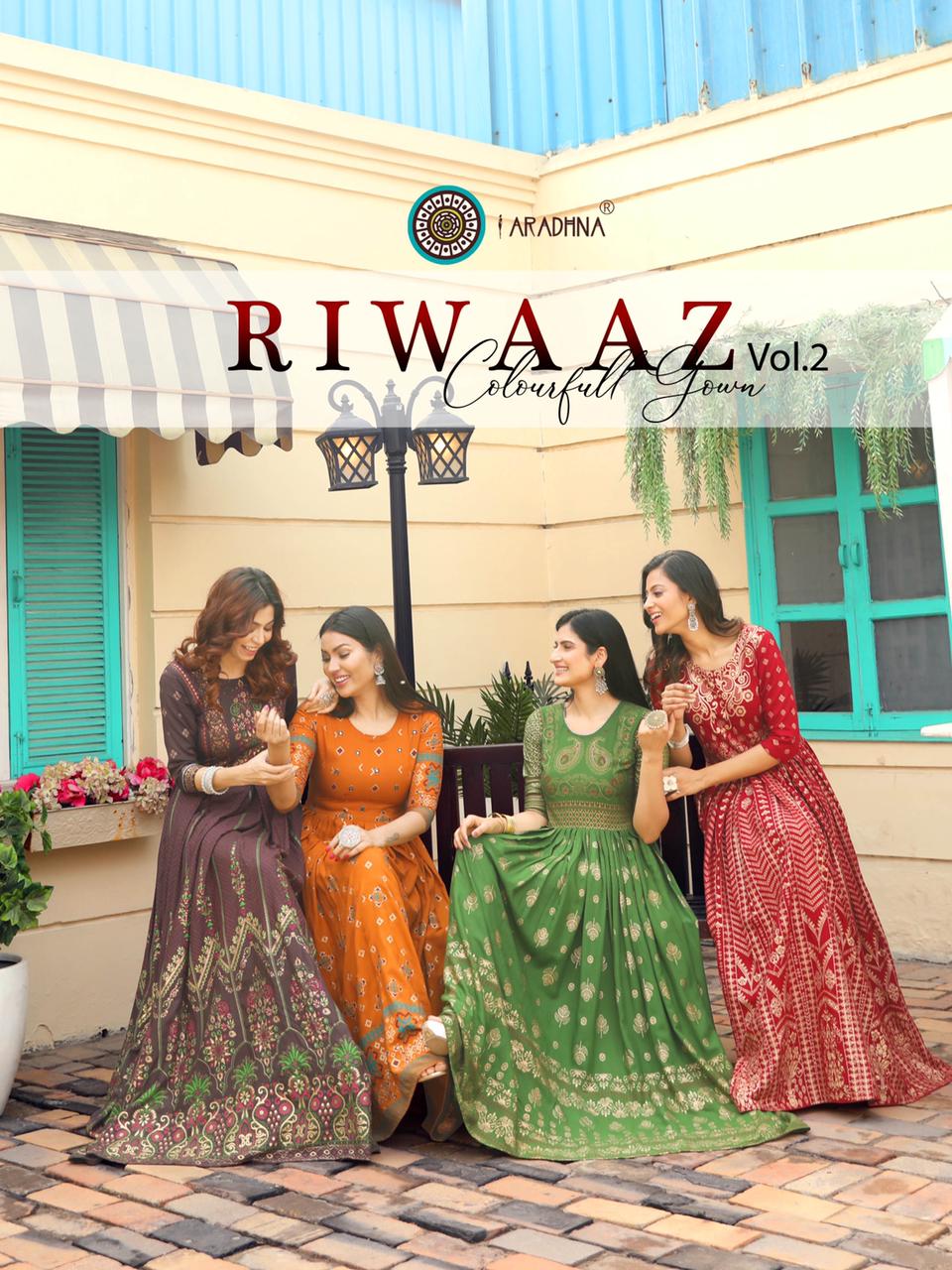 RIWAAZ VOL 2 BY ARADHNA HEAVY RAYON DESIGNER GOWNS